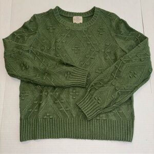St. John’s Bay Size S Textured Knit Sweater in Olive Green